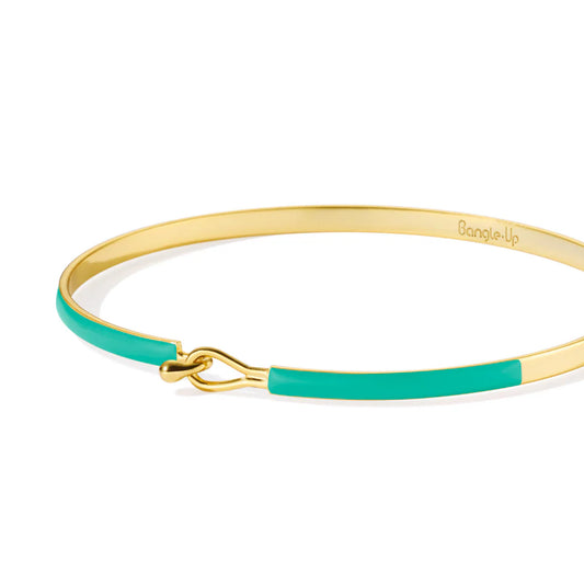 LILY - Thin lacquer bracelet with drop clasp in gilded brass. Color : Mint Green
