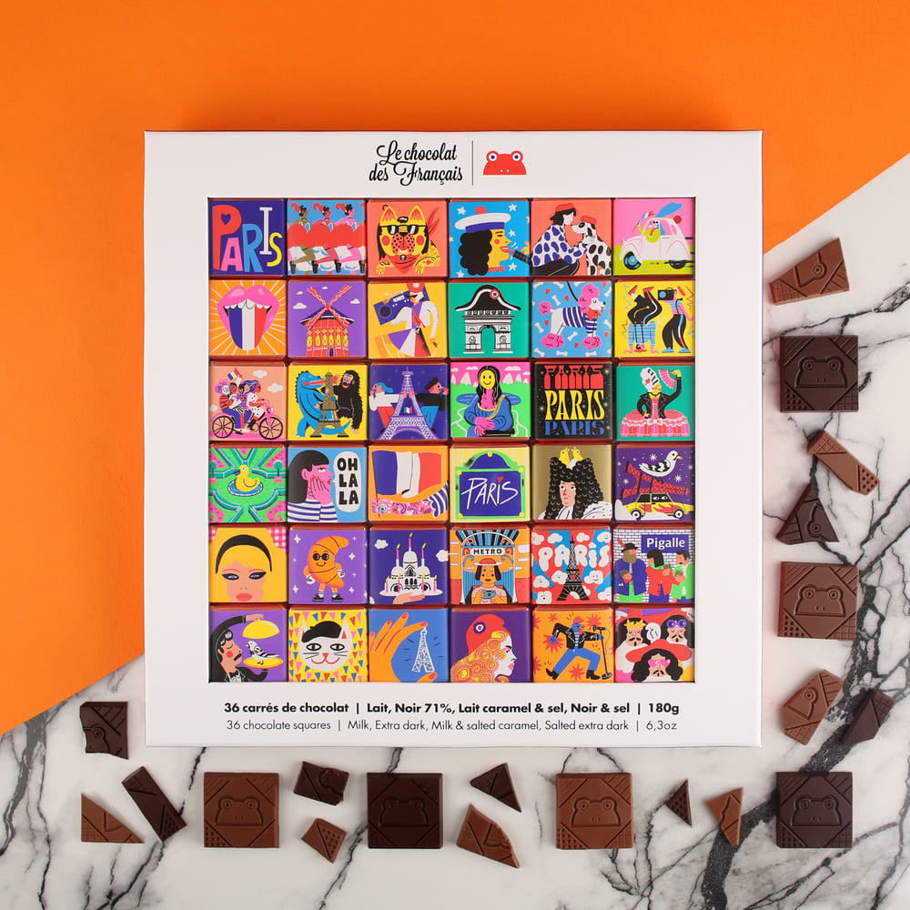 Box of 36 Rainbow Chocolate Squares