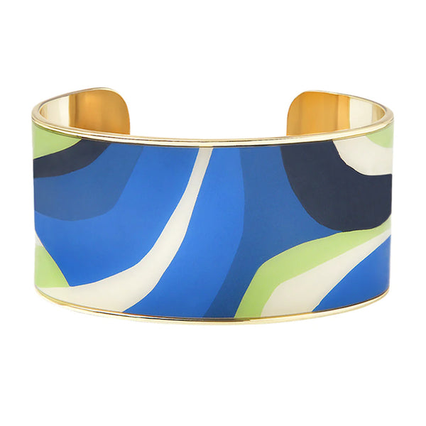 CANYON Printed lacquer adjustable wide cuff in gilded brass