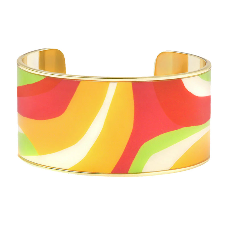CANYON Printed lacquer adjustable wide cuff in gilded brass