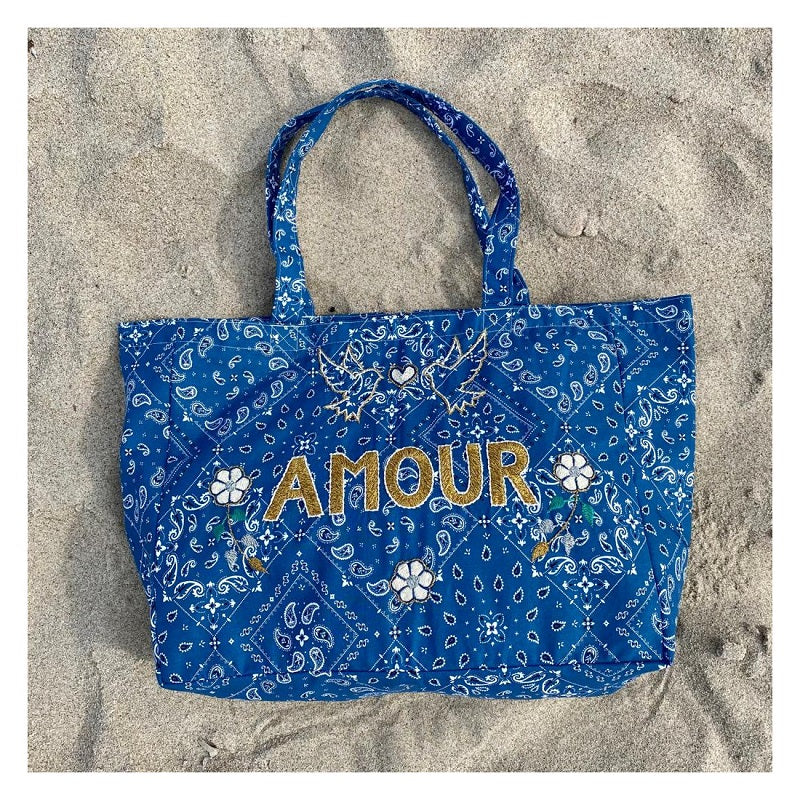 Kossiwa bag embroidered AMOUR Blue