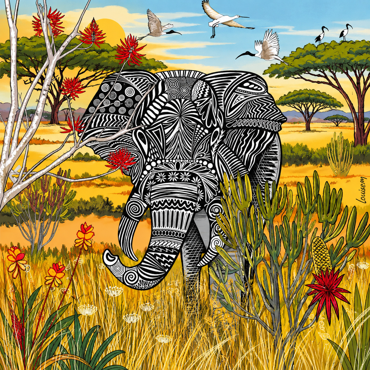 Elephant, king of the Savanah - LouiseM Creation