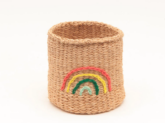 RAINBOW: Multicolour Embroidered Woven Storage Basket