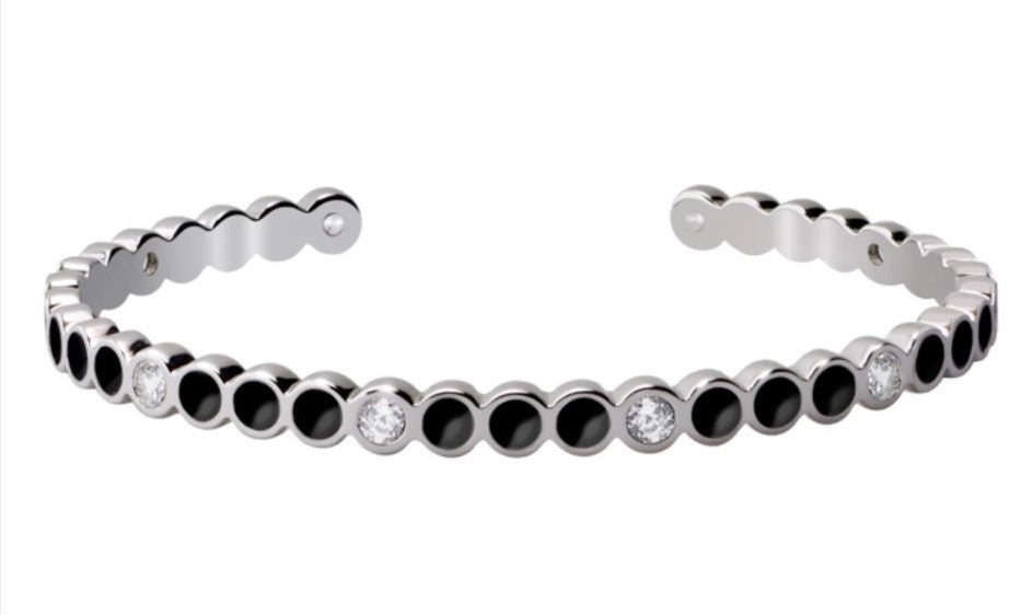Lumi Bangle - Black and Zircons