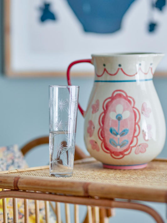 Aki Drinking Glass Clear Recycled Glass Embossed pattern