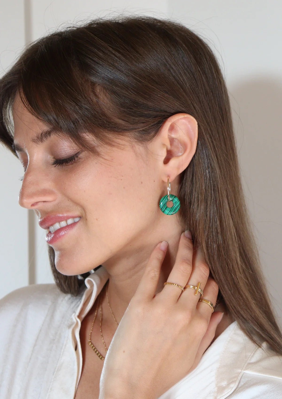 Earrings Malachite