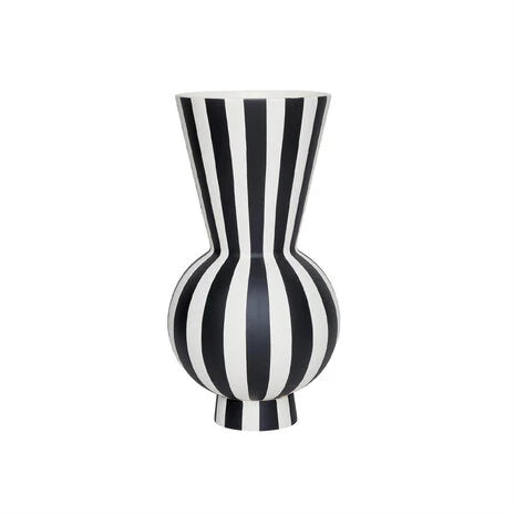 Toppu Vase - Round White / Black