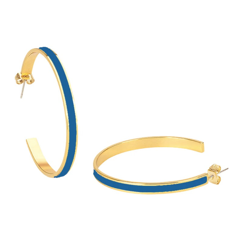 BANGLE Lacquer thin hoop earrings - Mykonos blue