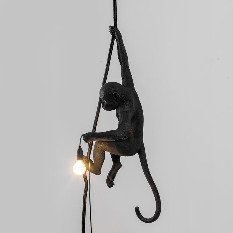 Black Monkey With Rope Outdoor Lamp