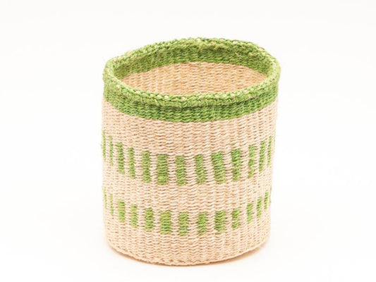 Green Stripe Woven Storage Basket - L