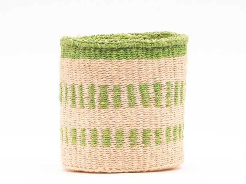 Green Stripe Woven Storage Basket - L