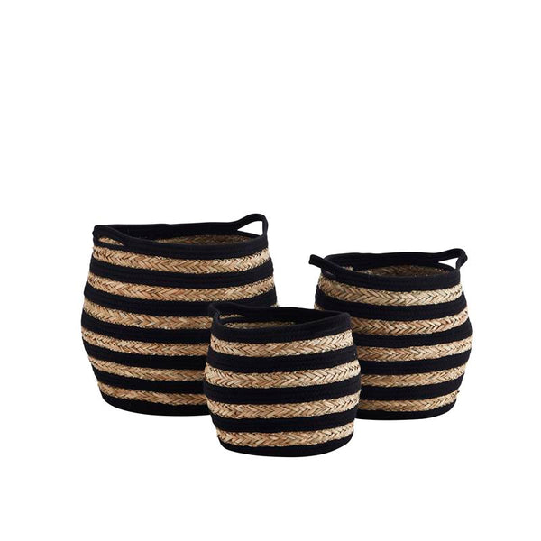 Black Striped Basket L