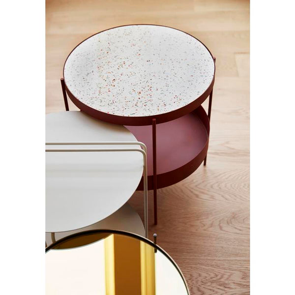Maison Marcel Hubsch Metal Side Table Red & Terrazzo
