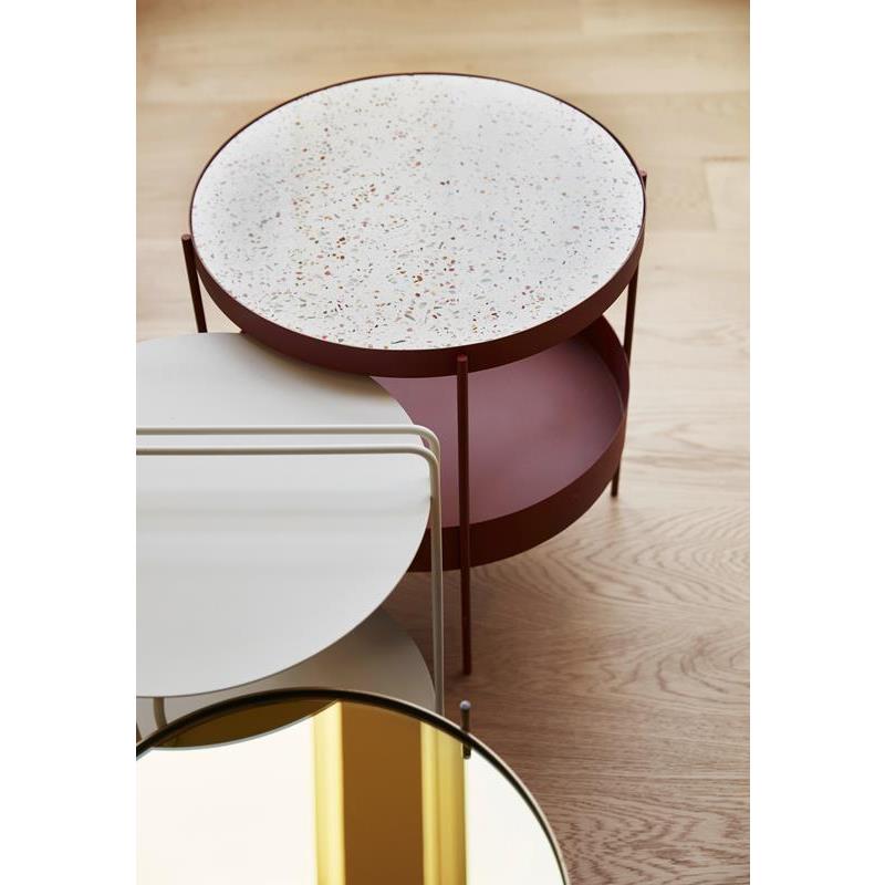 Maison Marcel Hubsch Metal Side Table Red & Terrazzo