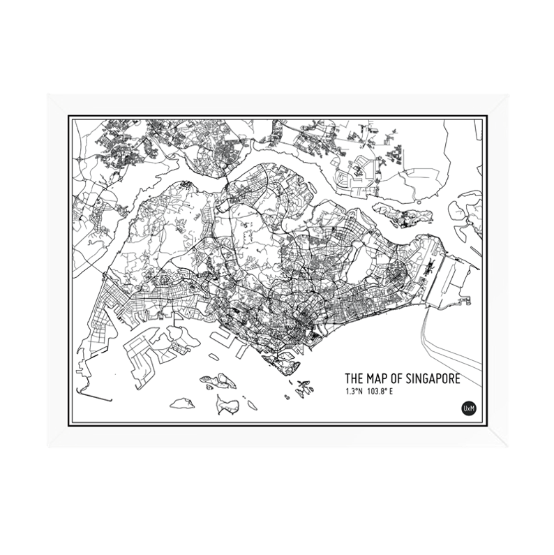 Singapore Map Monochrome
