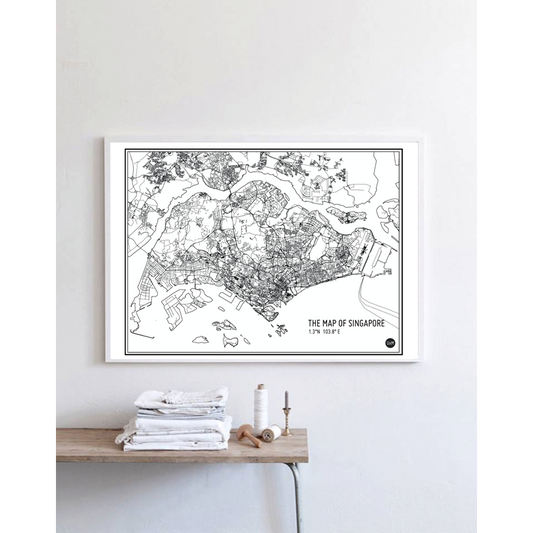 Singapore Map Monochrome