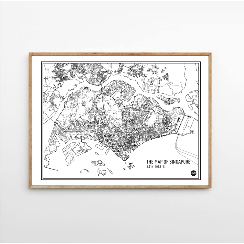 Singapore Map Monochrome