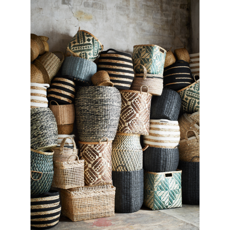 Black Striped Basket L