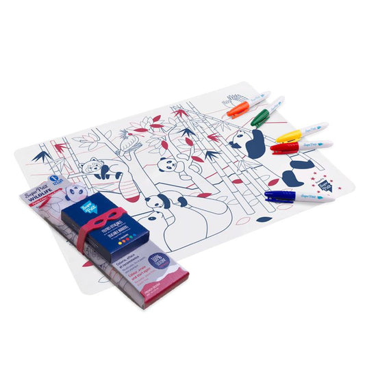 Coloring "Panda" Table Mat with bracelet and 5 markers