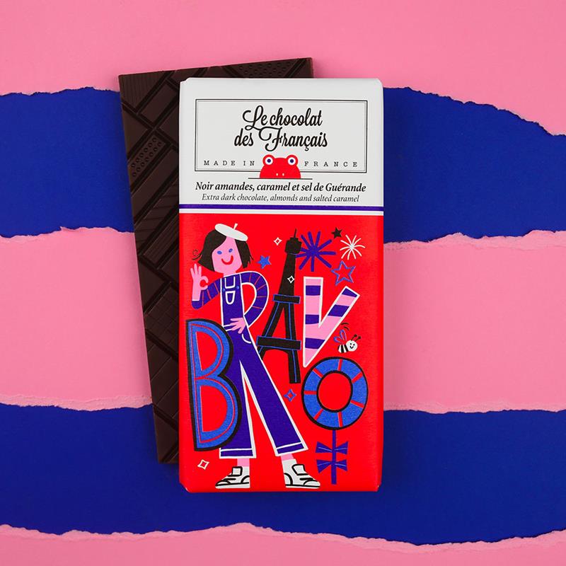 Extra Dark Chocolate, Almonds & Salted Caramel, Bravo