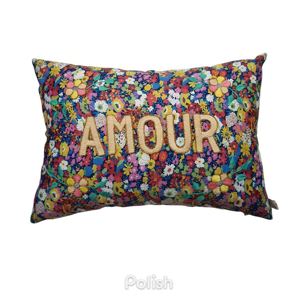 Embroidered cushion AMOUR Pink