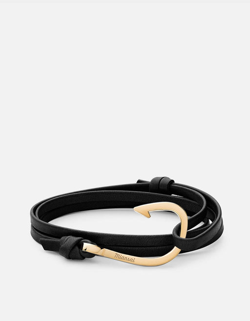 Miansai Hook Leather Gold Black