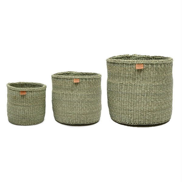 KITENDO:Sage Green Woven Storage Basket