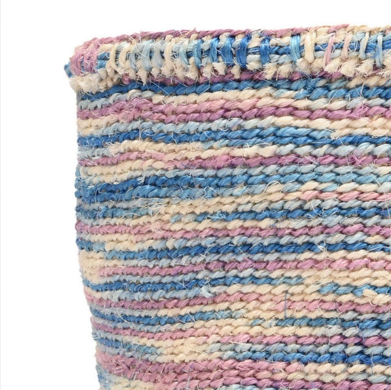 KWENYE:Blue & Pink Tie- Dye Woven Storage Basket