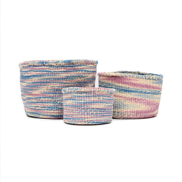 KWENYE:Blue & Pink Tie- Dye Woven Storage Basket