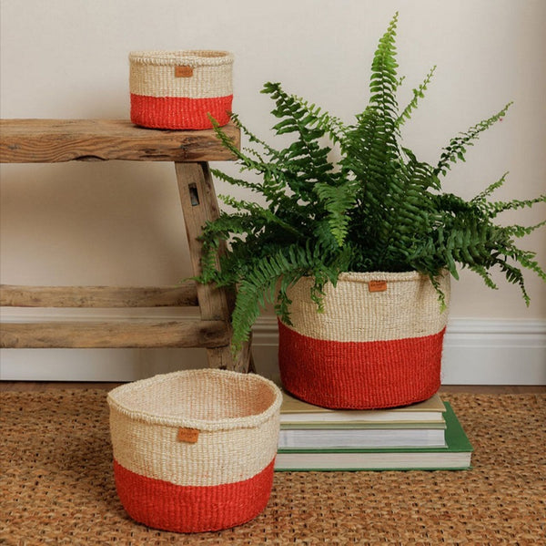 TANGU:Red Colour Block Woven Basket