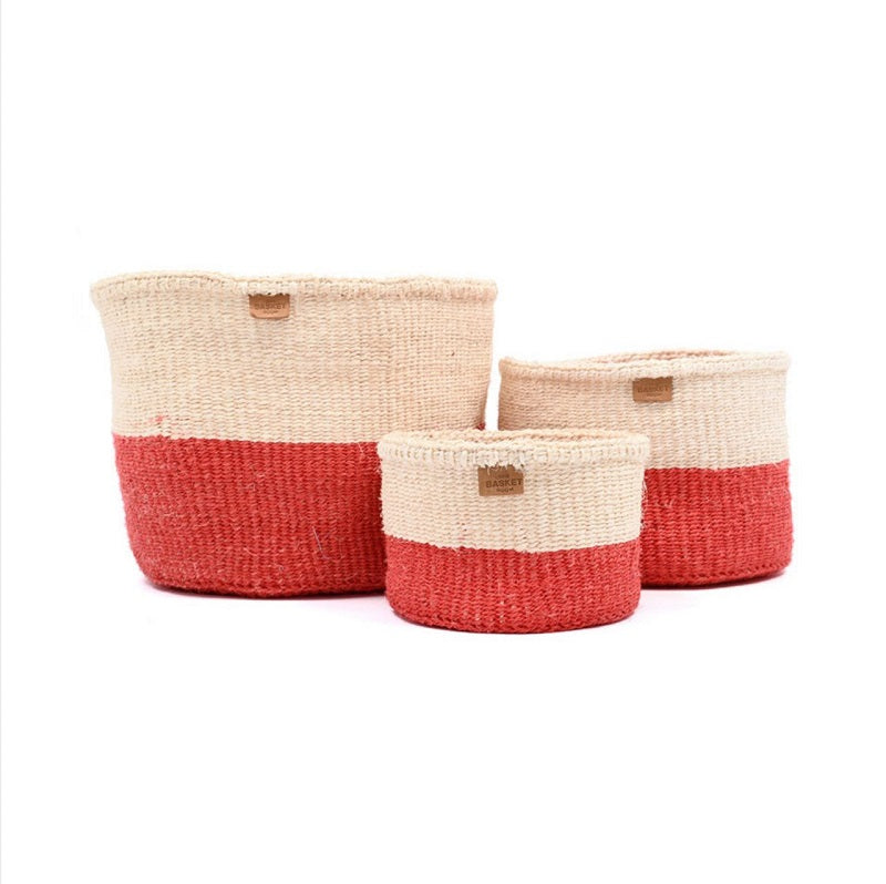 TANGU:Red Colour Block Woven Basket