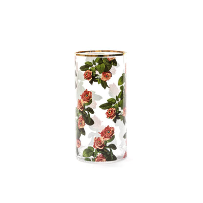 Glass Vase Roses Cylindrical medium