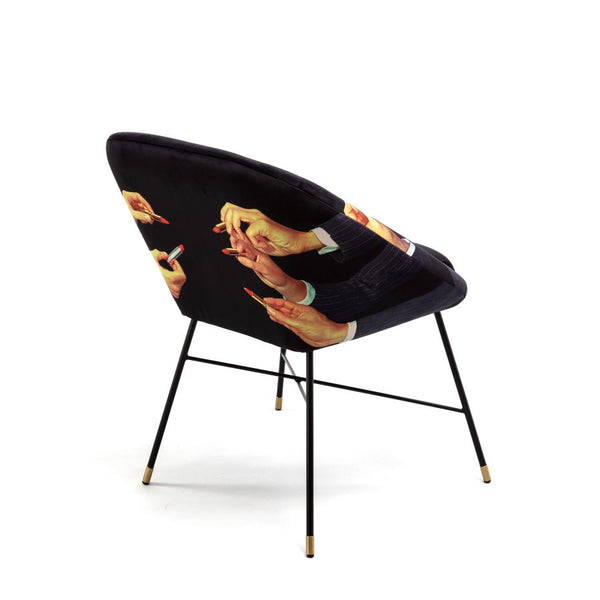 PADDED CHAIR "TOILETPAPER" Cm.60x63 h.78 - LIPSTICKS BLACK