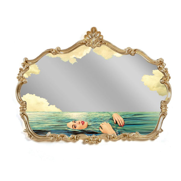 MIRROR WITH PU AND MDF FRAME "TP BAROQUE MIRROR" - SEA GIRL Cm.120x7x90