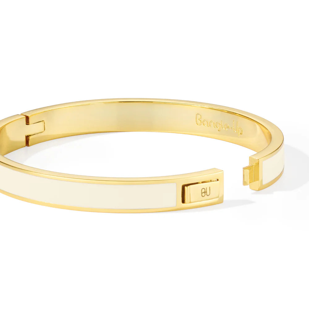 BANGLE - lacquer clasp bracelet in gilded metal. Color : White sand