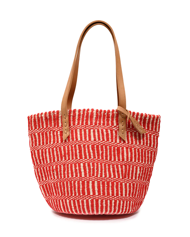 CHIMBA: Hot Red Wool and Sisal Tote Bag