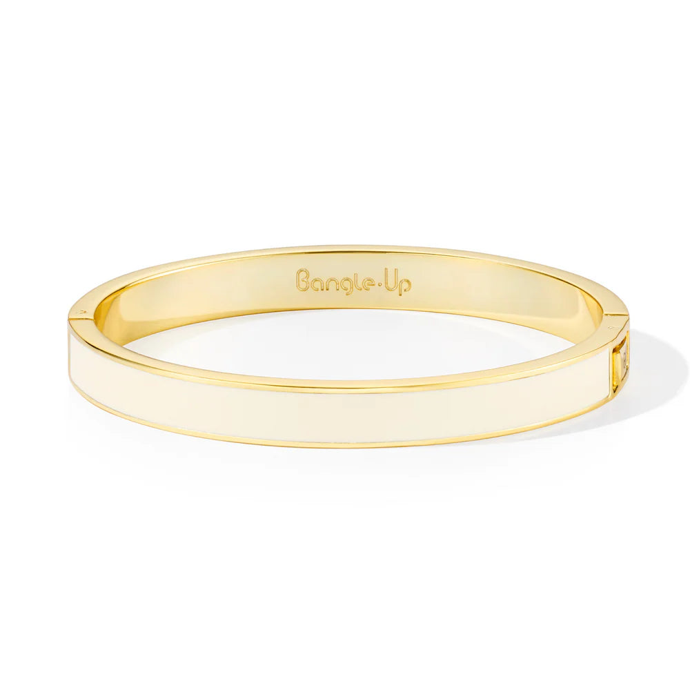 BANGLE - lacquer clasp bracelet in gilded metal. Color : White sand
