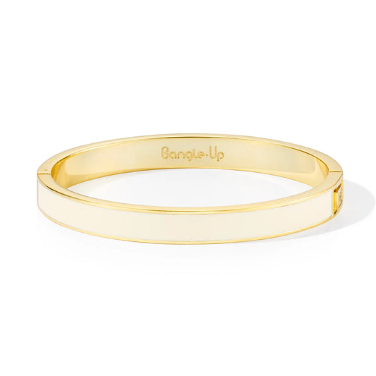 BANGLE - lacquer clasp bracelet in gilded metal. Color : White sand