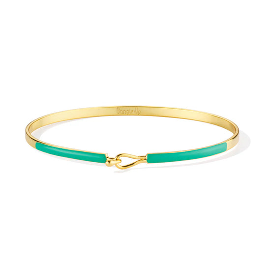 LILY - Thin lacquer bracelet with drop clasp in gilded brass. Color : Mint Green