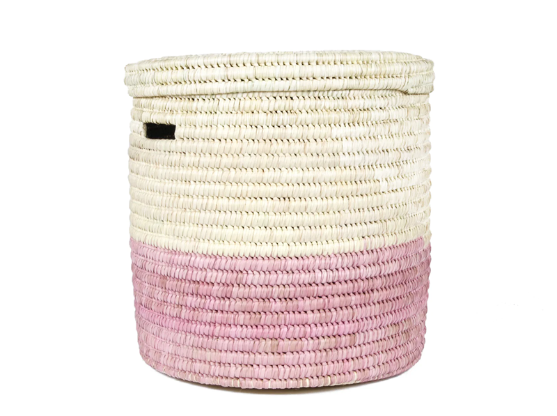 HAPA: Dusky Pink Colour Block Lidded Laundry Basket