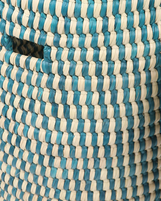 NUKTA : Turquoise Check Lidded Laundry Basket