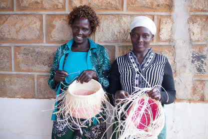 LAZIMA: Turquoise Colour Block Woven Basket M