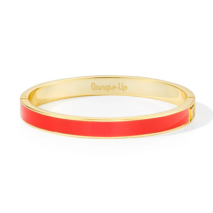 BANGLE - 1.2cm lacquer clasp bracelet in gilded metal. Color : Tangerine Orange