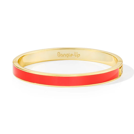 BANGLE - Color-block lacquer clasp bracelet in gilded metal. Color : Tangerine Orange
