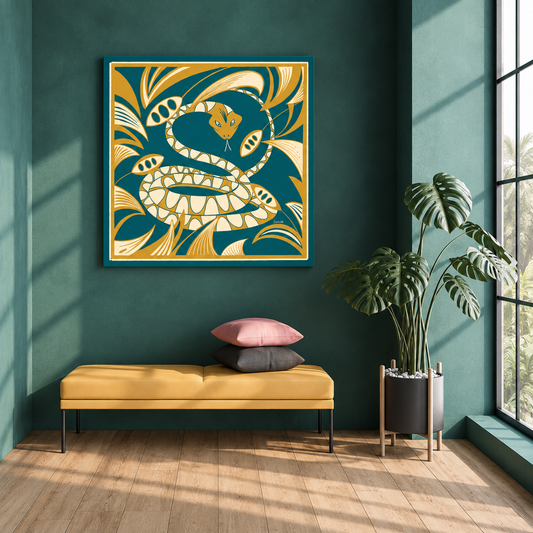 The blue Snake - Chinese Zodiac Art Print | LouiseM Creation