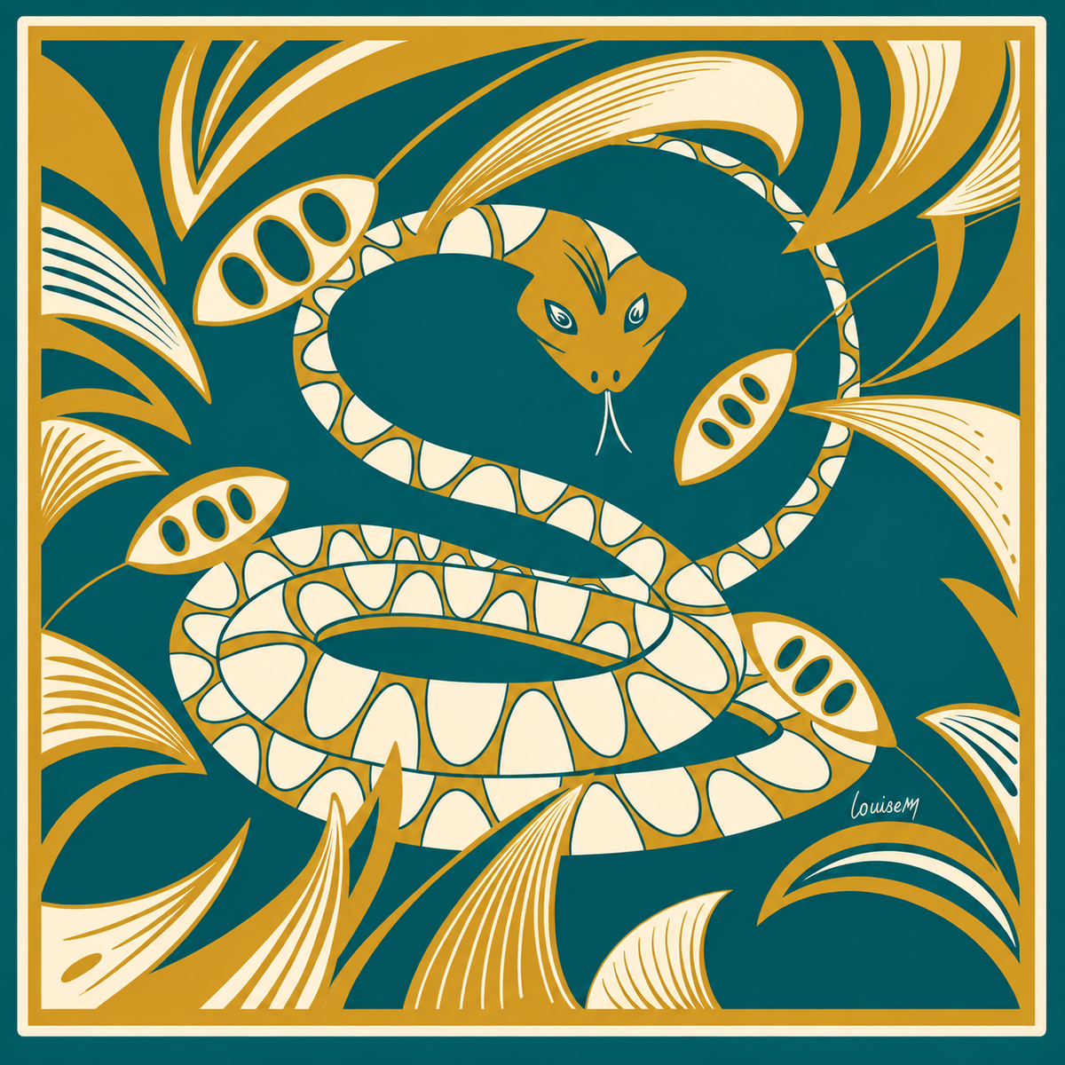 The blue Snake - Chinese Zodiac Art Print | LouiseM Creation