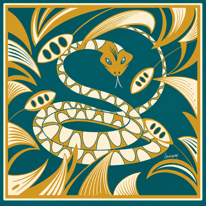 The blue Snake - Chinese Zodiac Art Print | LouiseM Creation