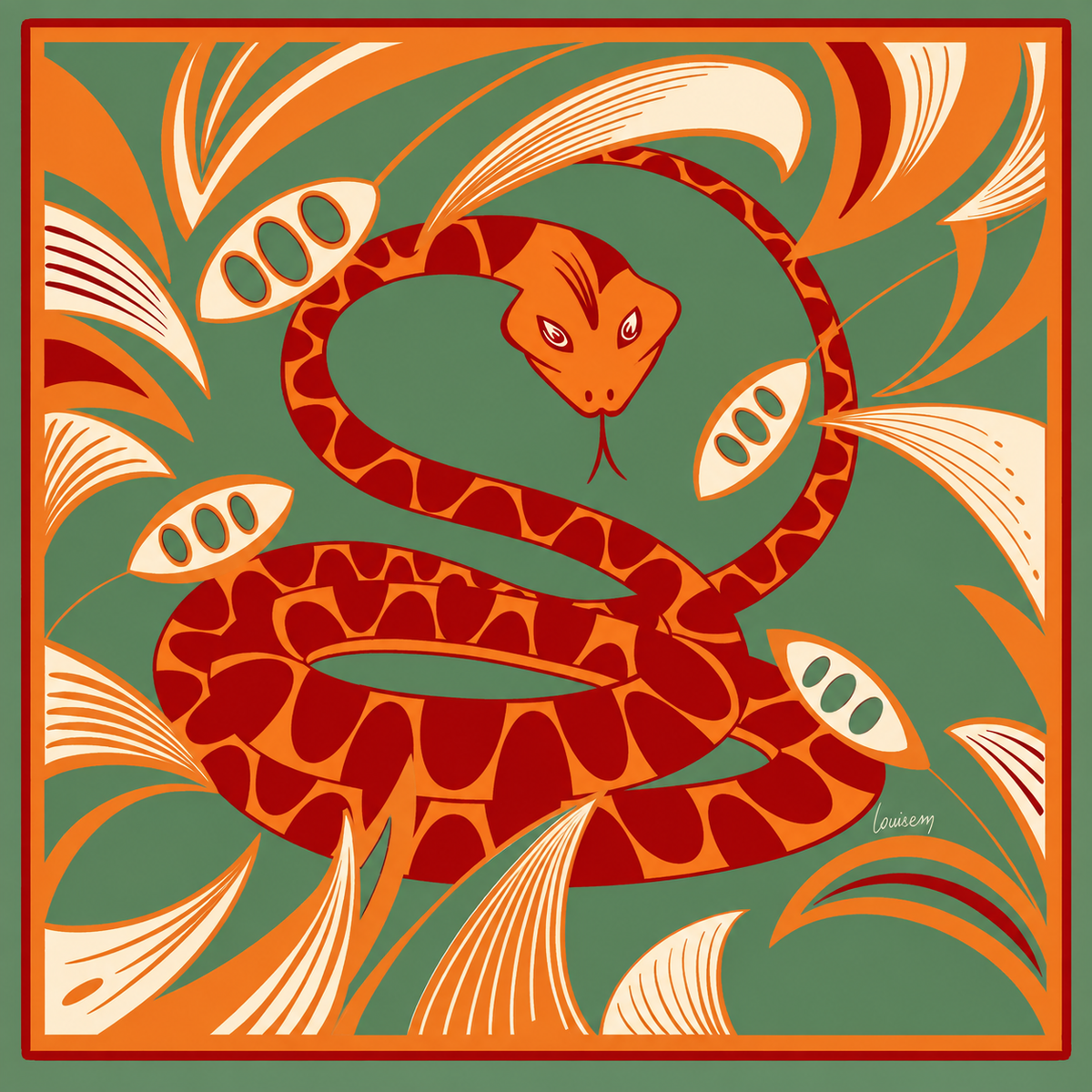The Red Snake – Chinese Zodiac Art Print | LouiseM Creation