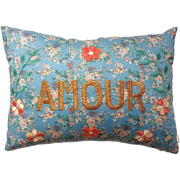 Cushion Amour Golden & Blue