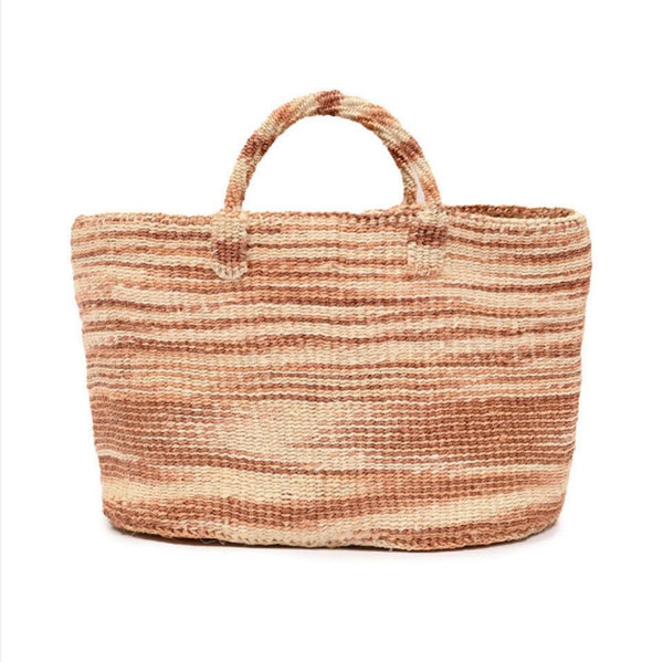 MGANDO:Brown Tie- Dye Woven Shopper